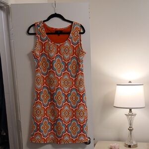 Ronni Nicole Vibrant Orange and Blue Mini Dress